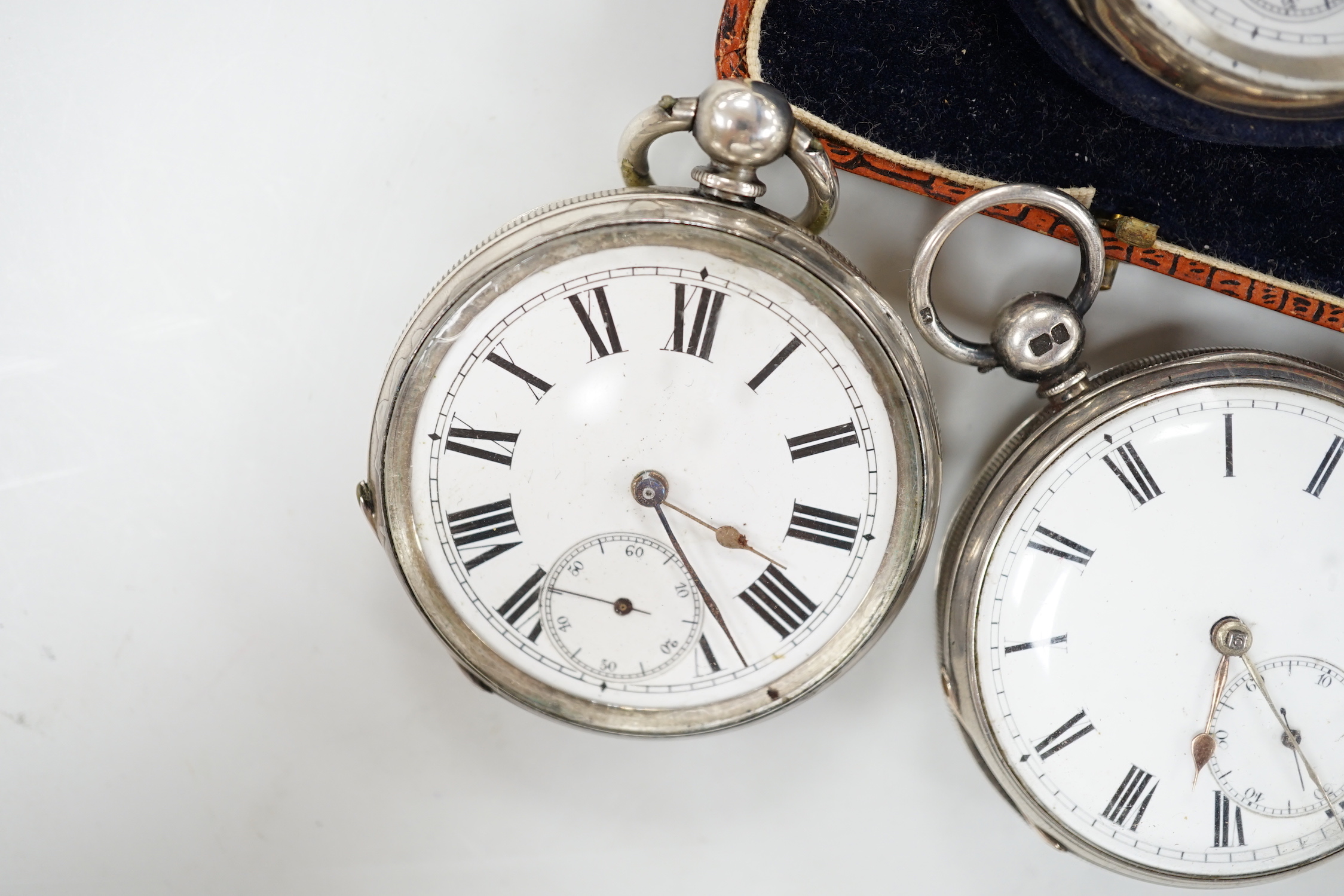 Ten assorted silver or white metal pocket watches including W. Turner and Improved Patent(2).